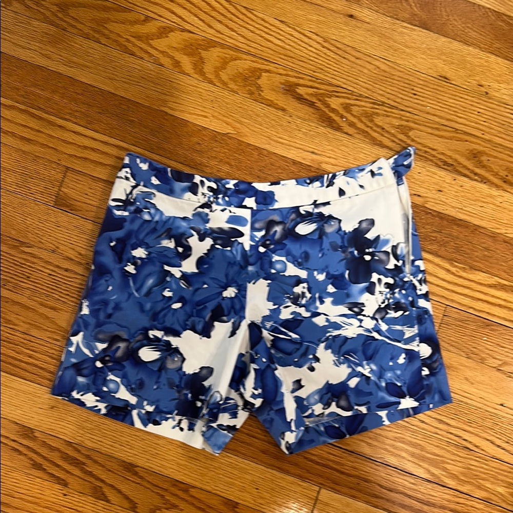 Boston Proper Blue and White Floral High Waist Shorts